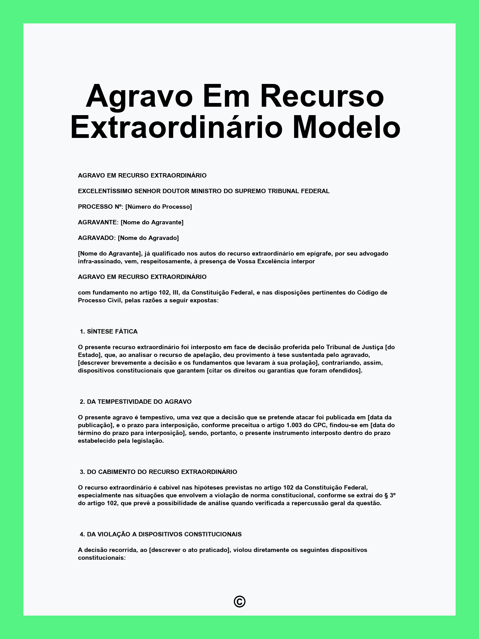 Agravo Em Recurso Extraordinário Modelo