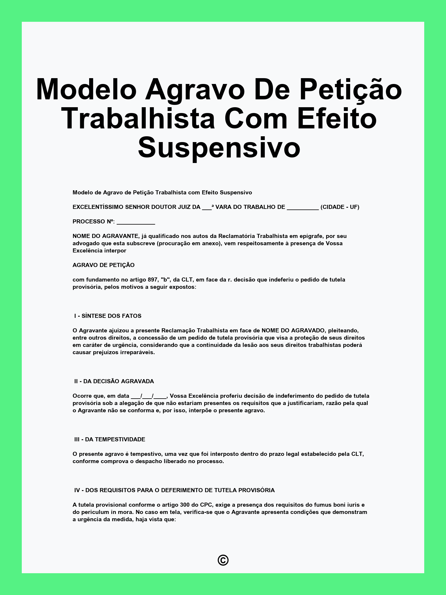 Modelo Agravo De Petição Trabalhista Com Efeito Suspensivo