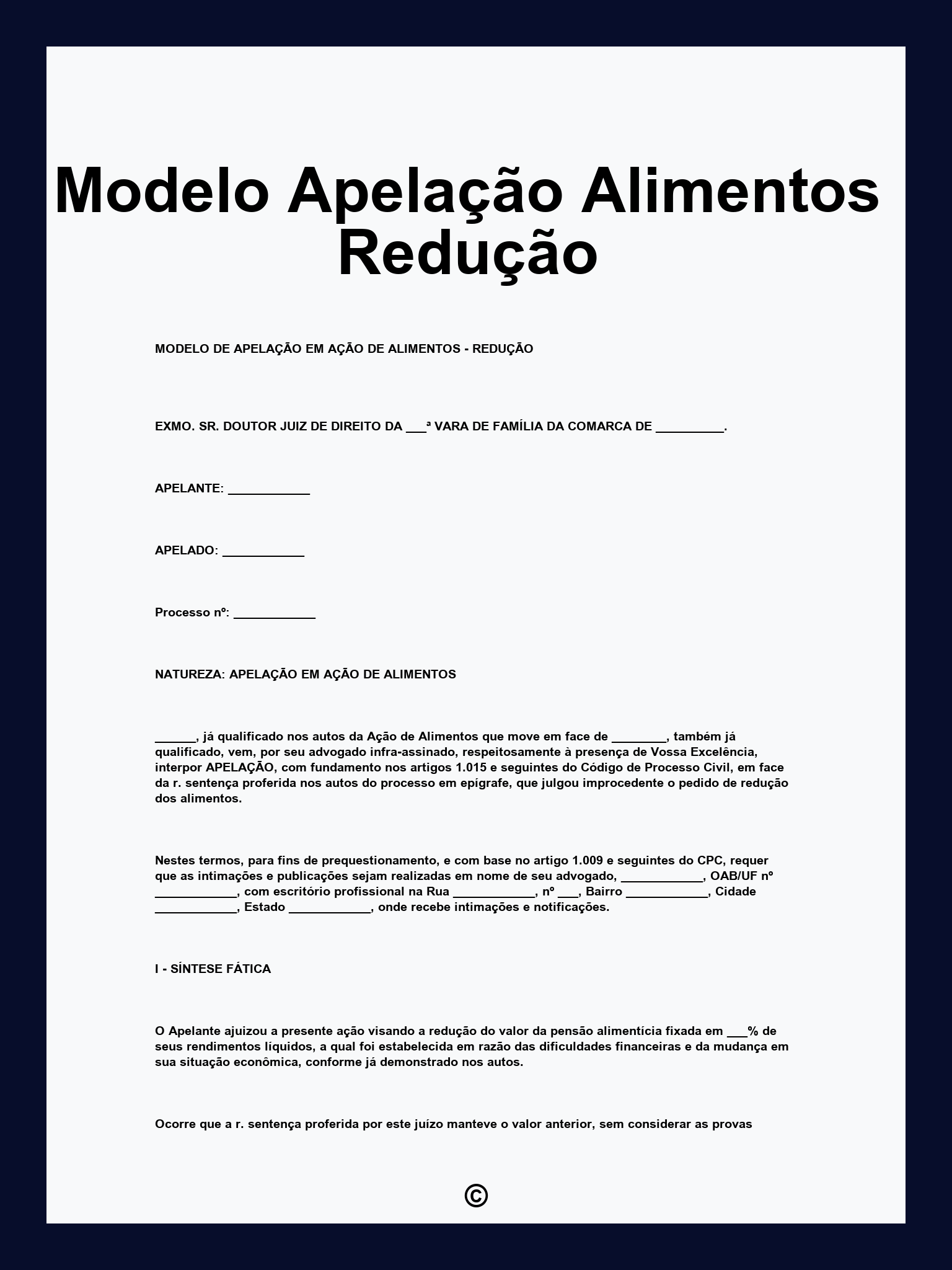 Modelo Apelação Alimentos Redução