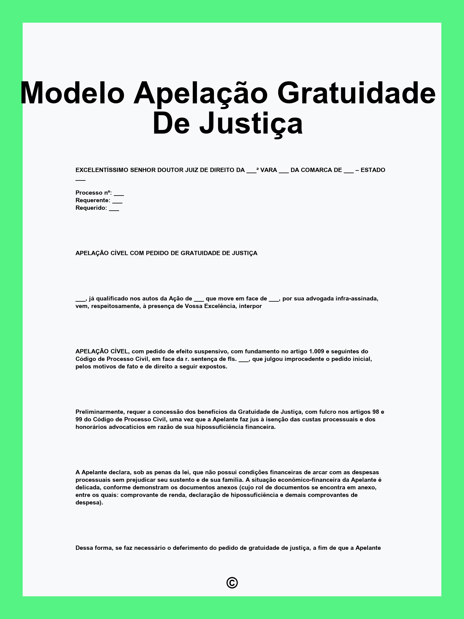 Modelo Apelação Gratuidade De Justiça