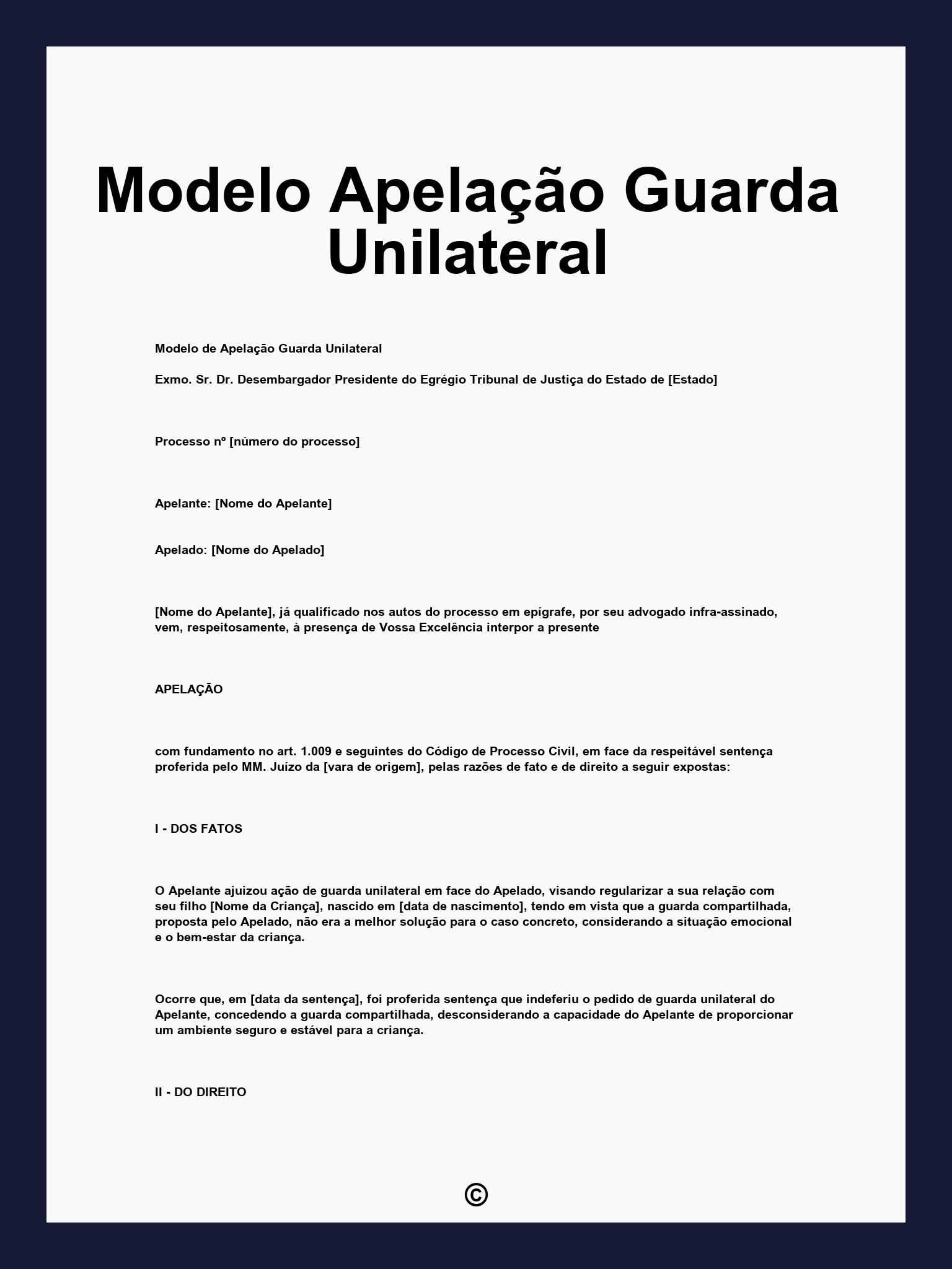 Modelo Apelação Guarda Unilateral