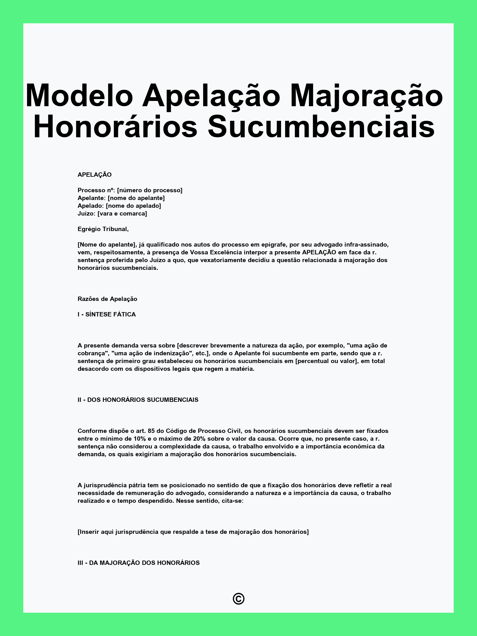 Modelo Apelação Majoração Honorários Sucumbenciais