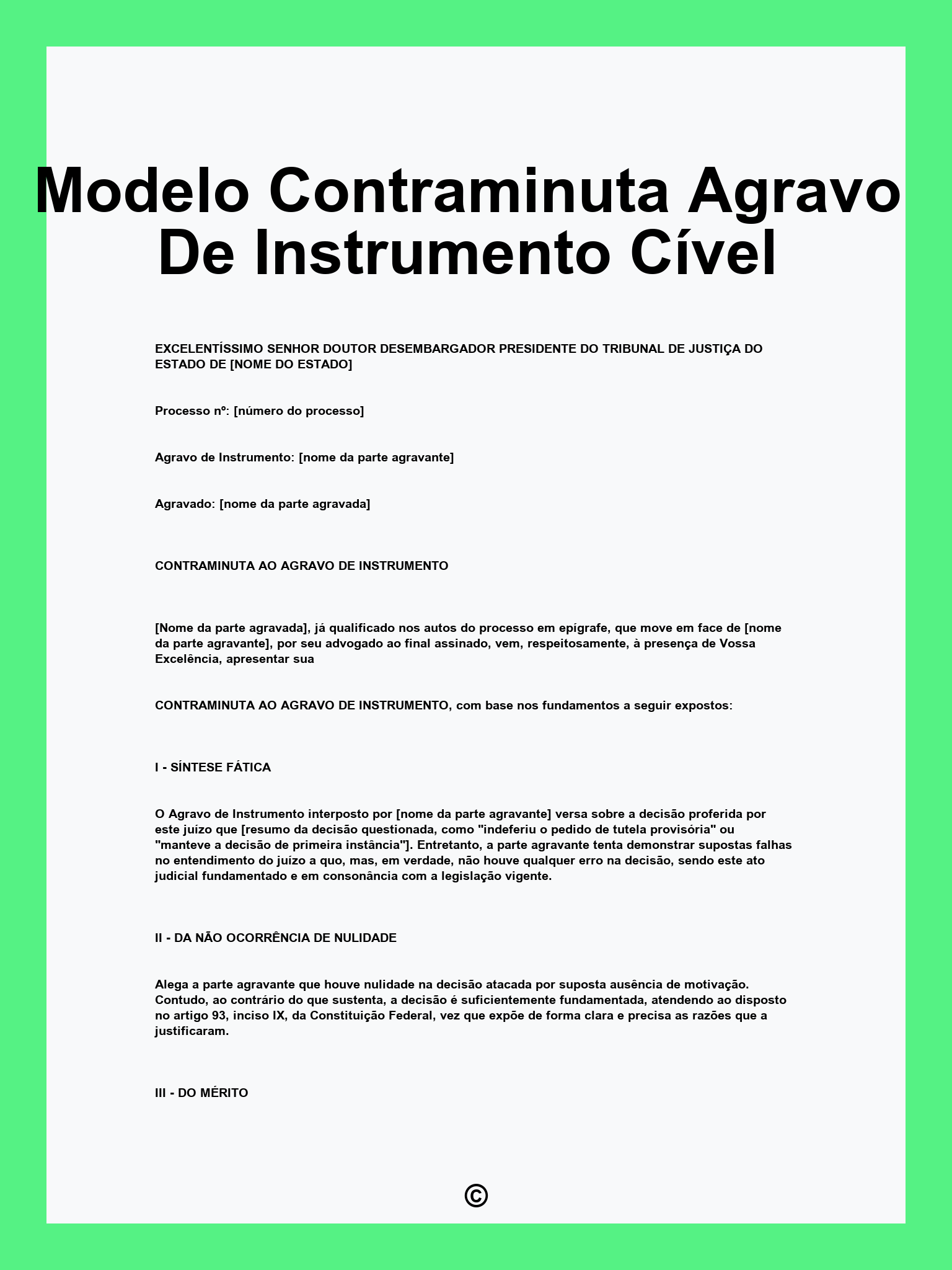 Modelo Contraminuta Agravo De Instrumento Cível