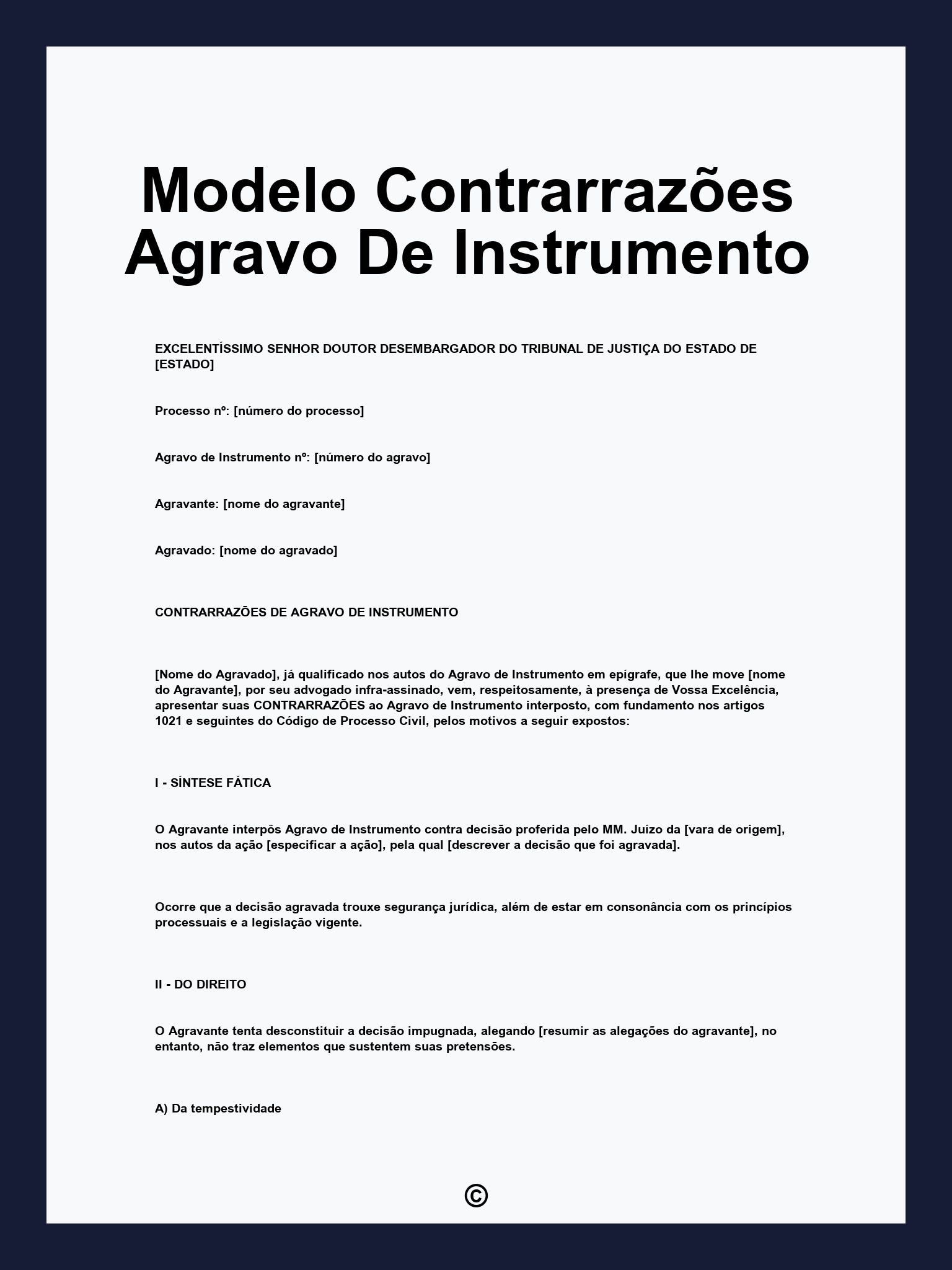 Modelo Contrarrazões Agravo De Instrumento