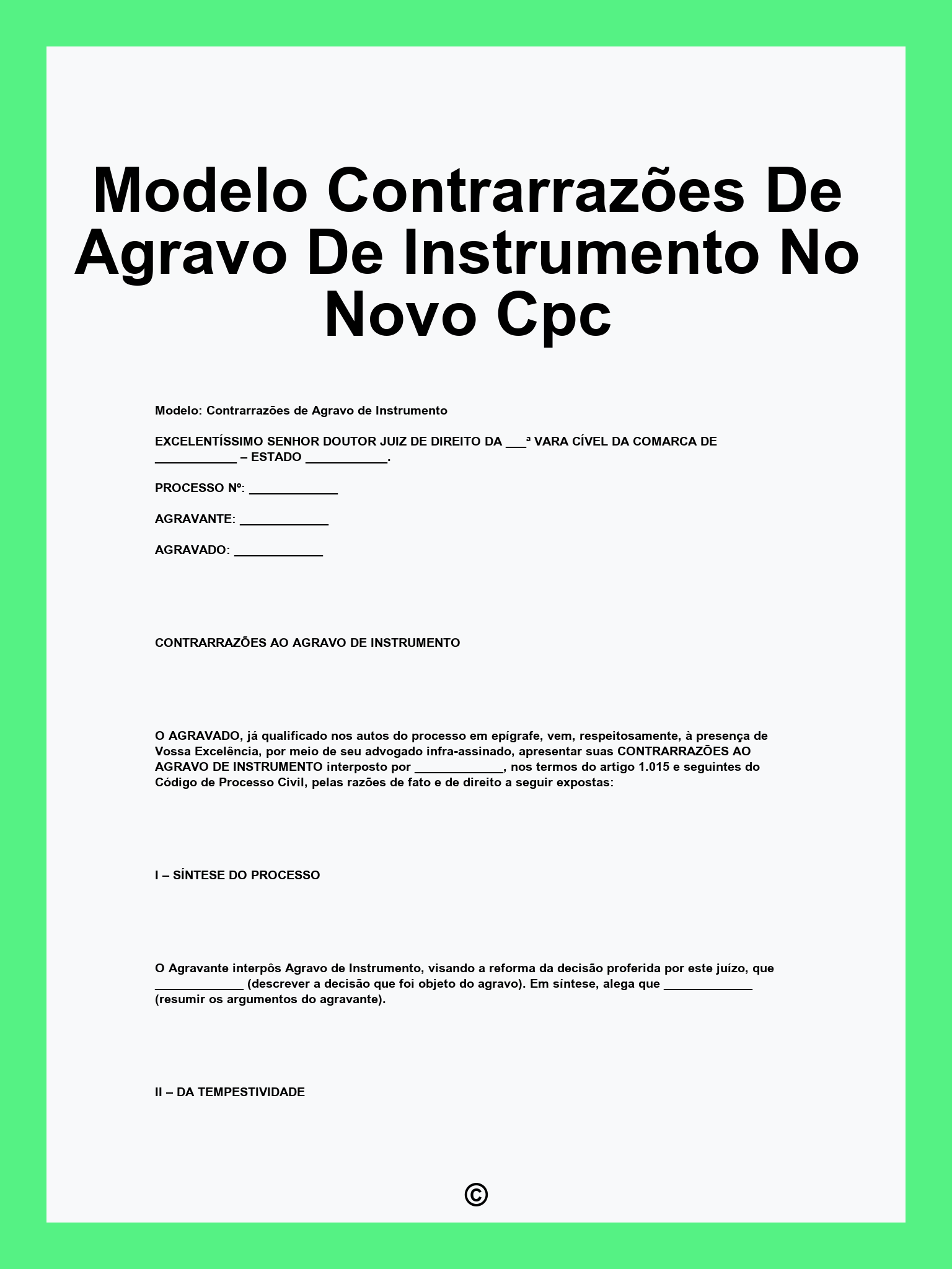 Modelo Contrarrazões De Agravo De Instrumento No Novo Cpc