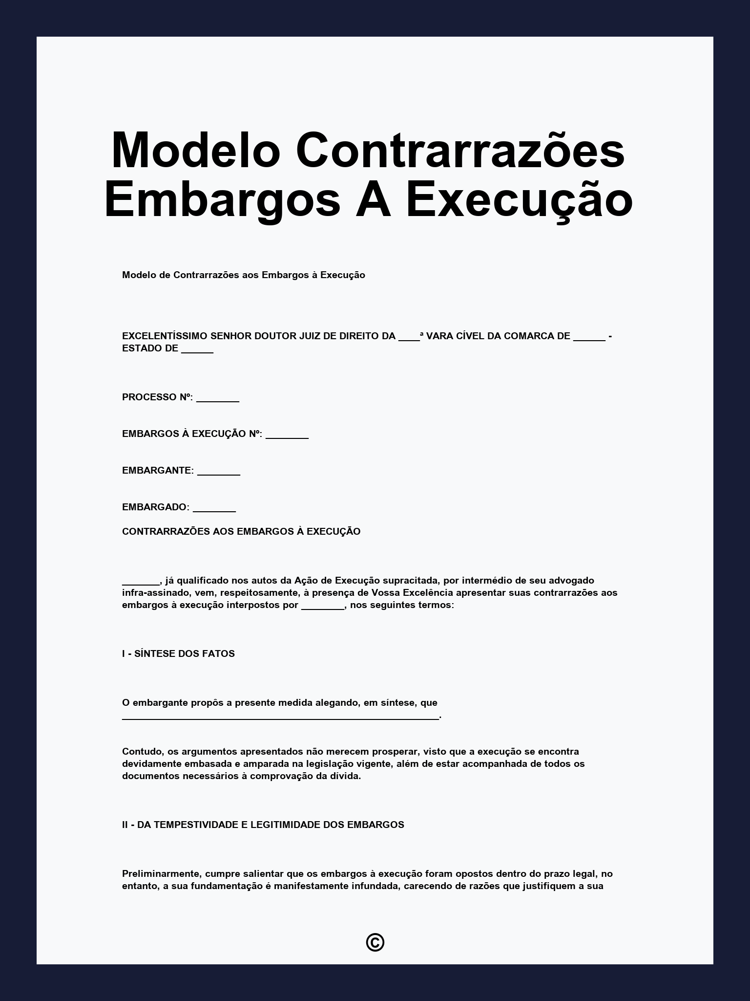 Modelo Contrarrazões Embargos A Execução