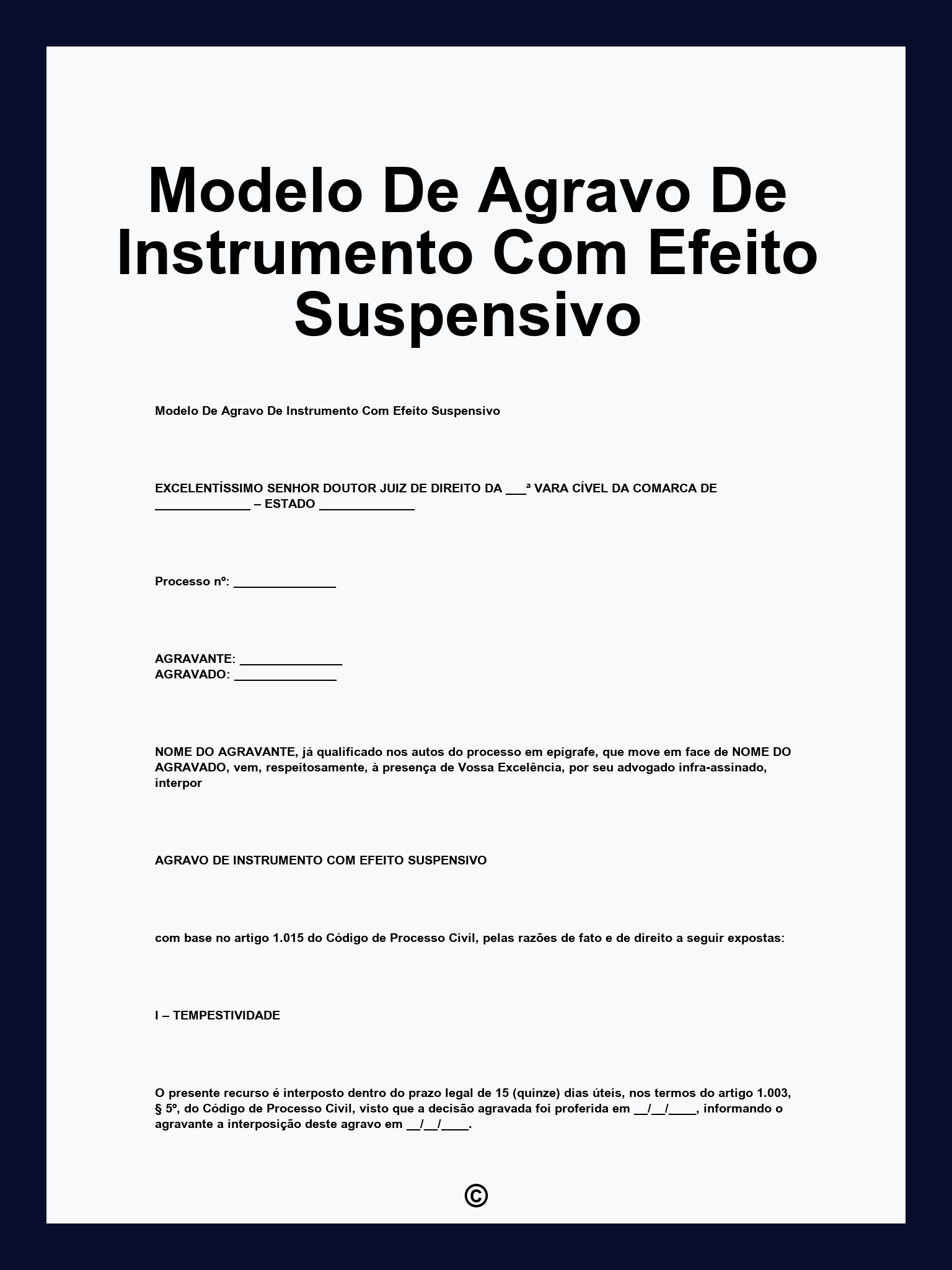 Modelo De Agravo De Instrumento Com Efeito Suspensivo