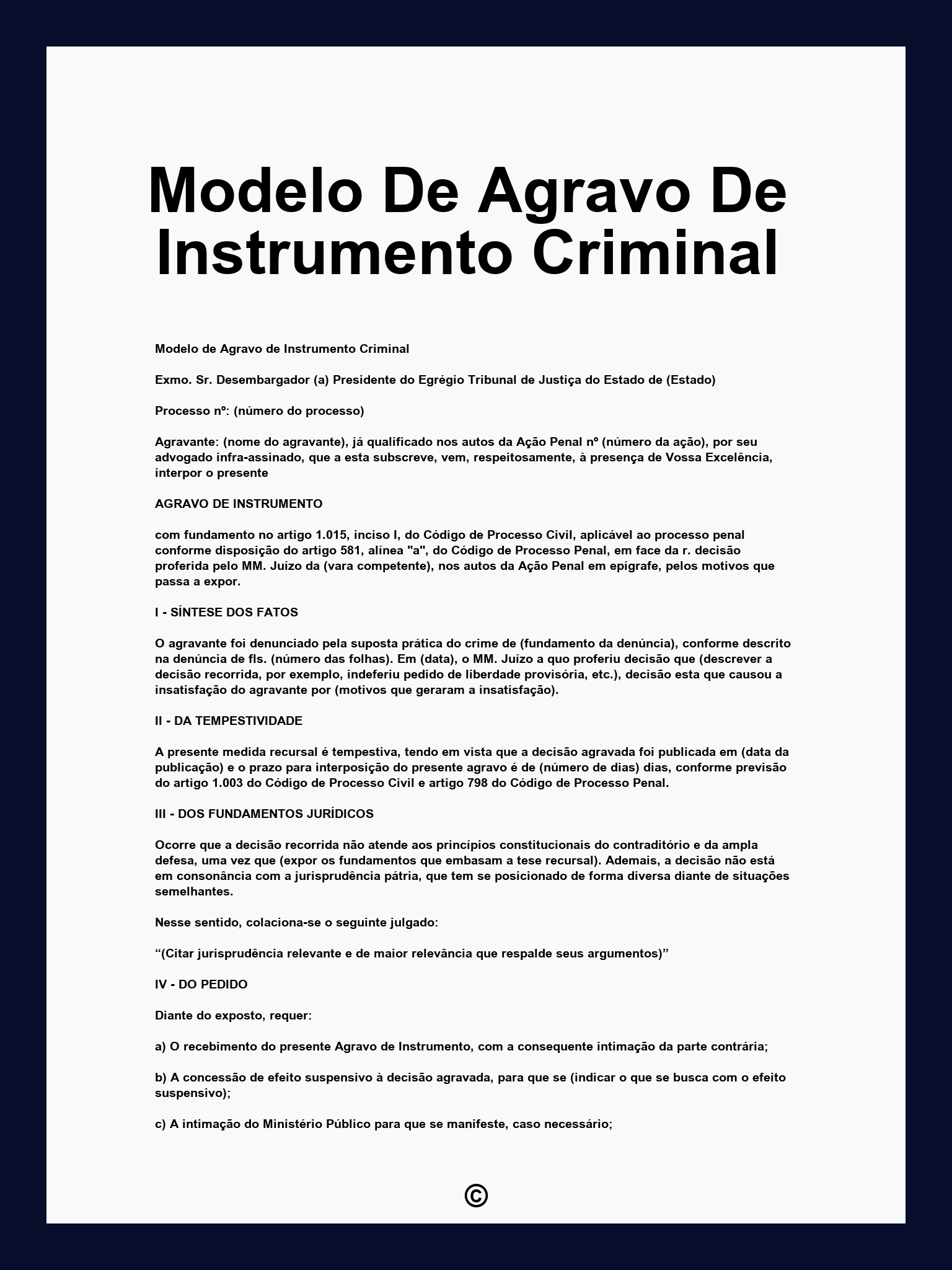 Modelo De Agravo De Instrumento Criminal