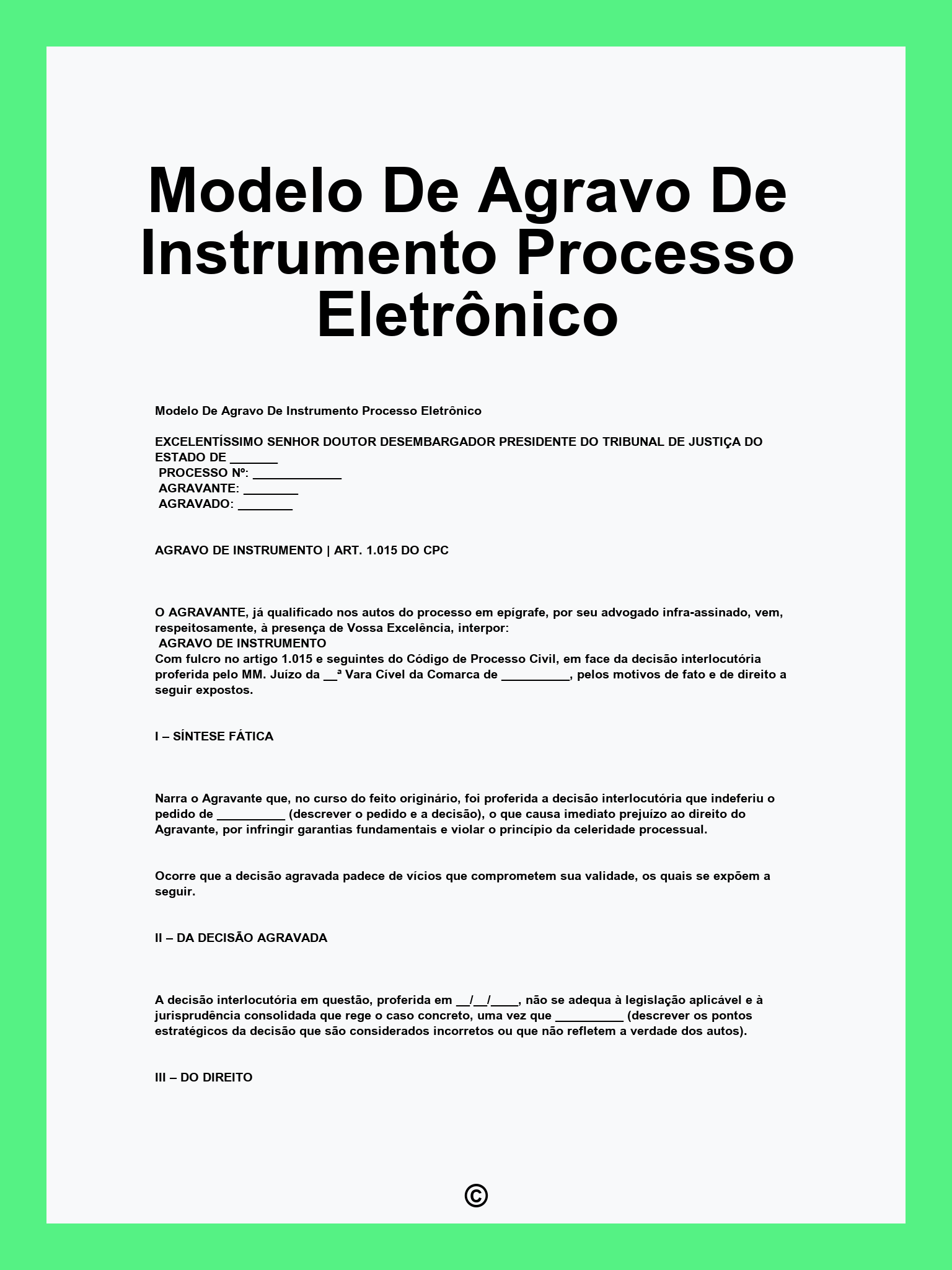 Modelo De Agravo De Instrumento Processo Eletrônico
