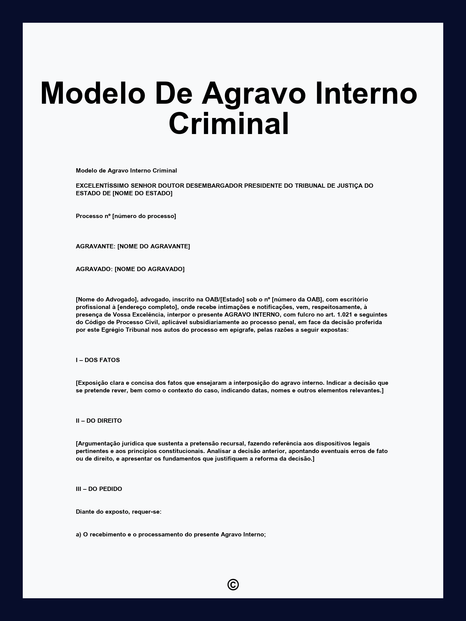 Modelo De Agravo Interno Criminal
