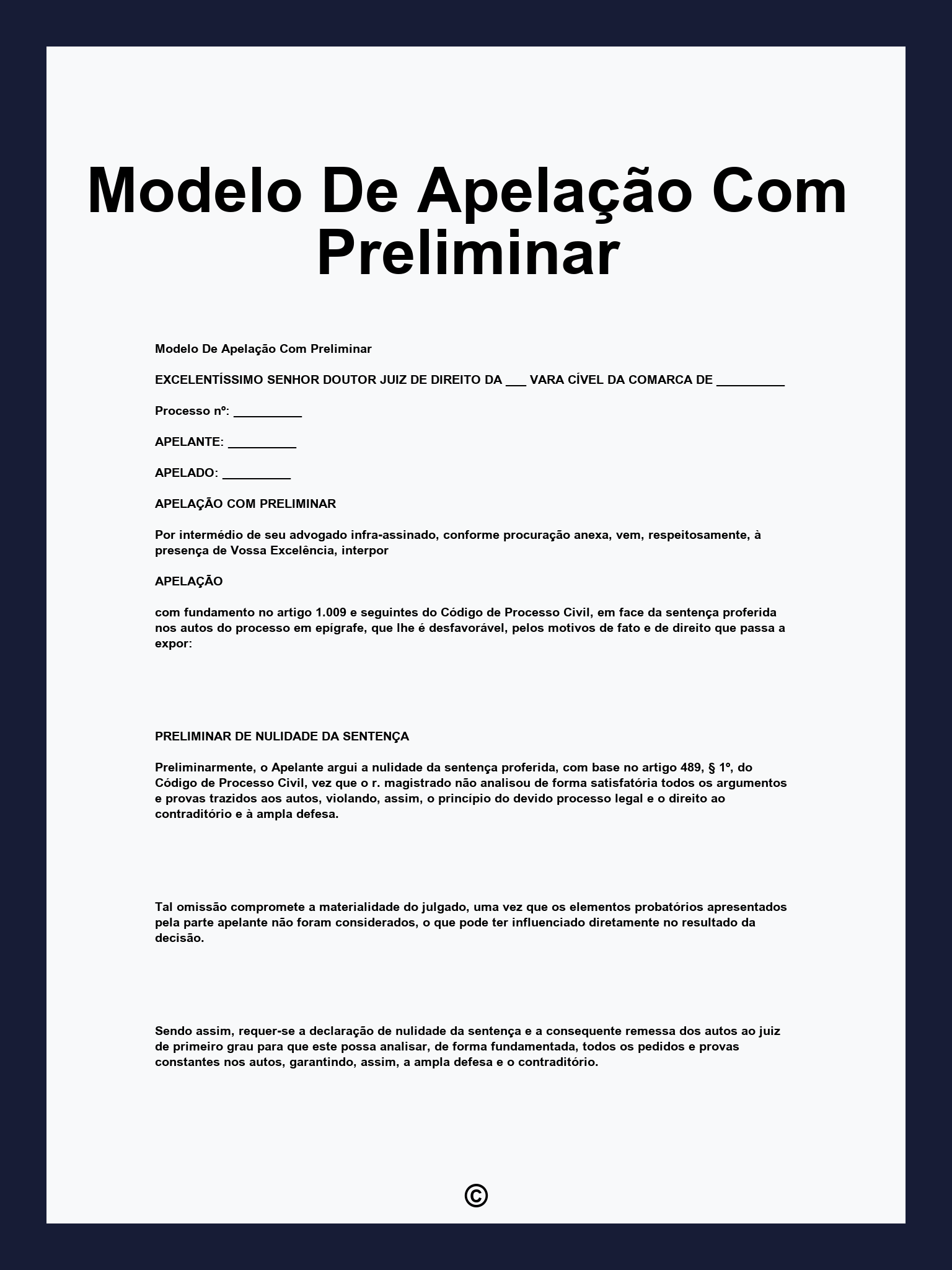 Modelo De Apelação Com Preliminar