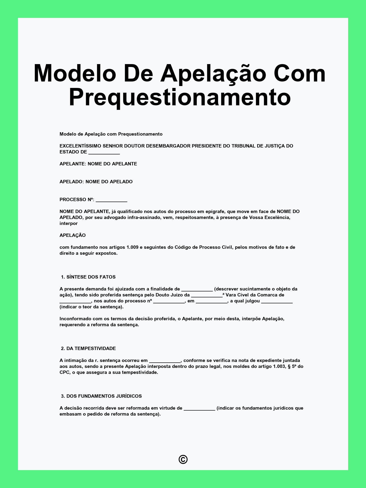 Modelo De Apelação Com Prequestionamento