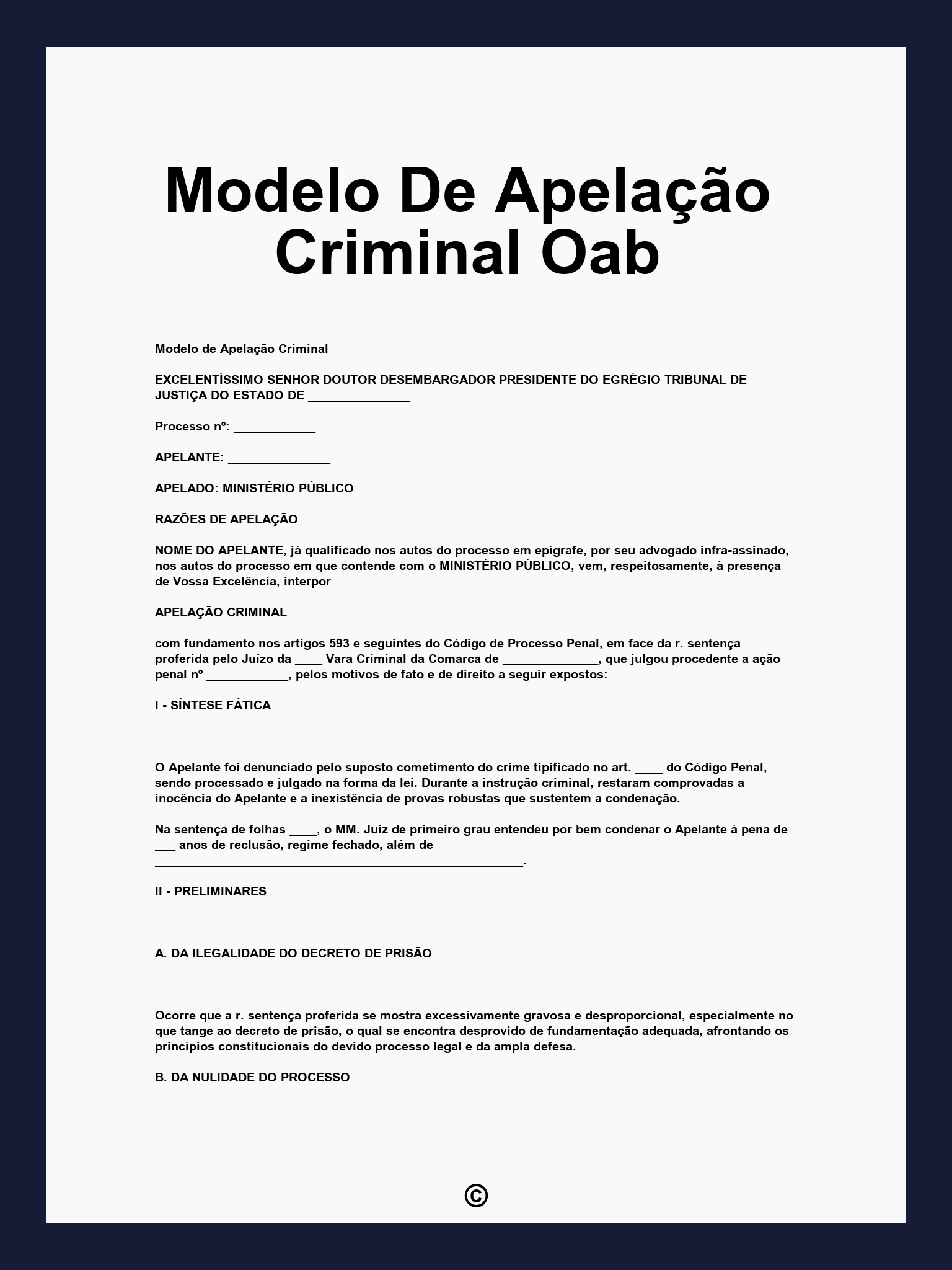 Modelo De Apelação Criminal Oab