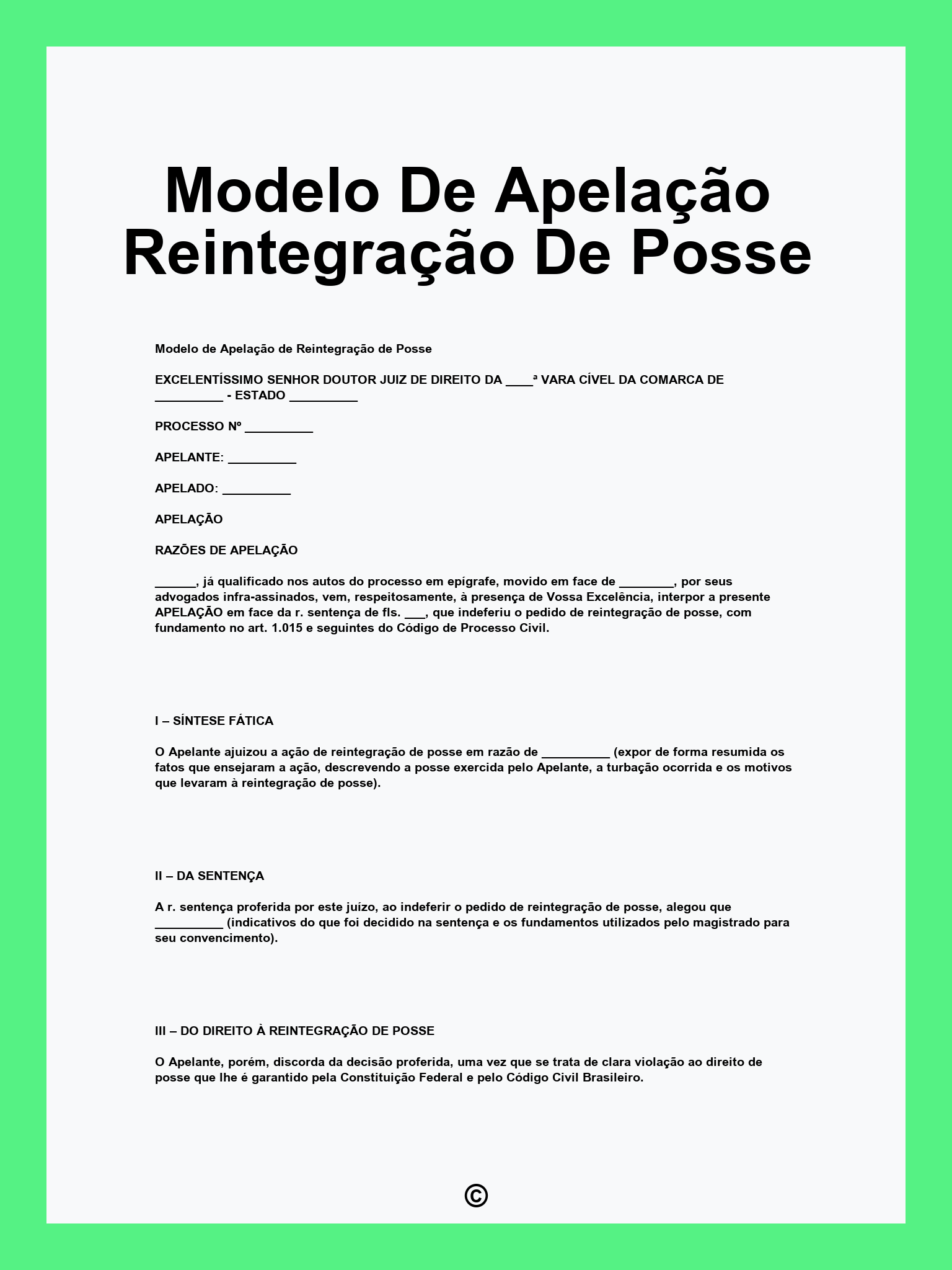 Modelo De Apelação Reintegração De Posse