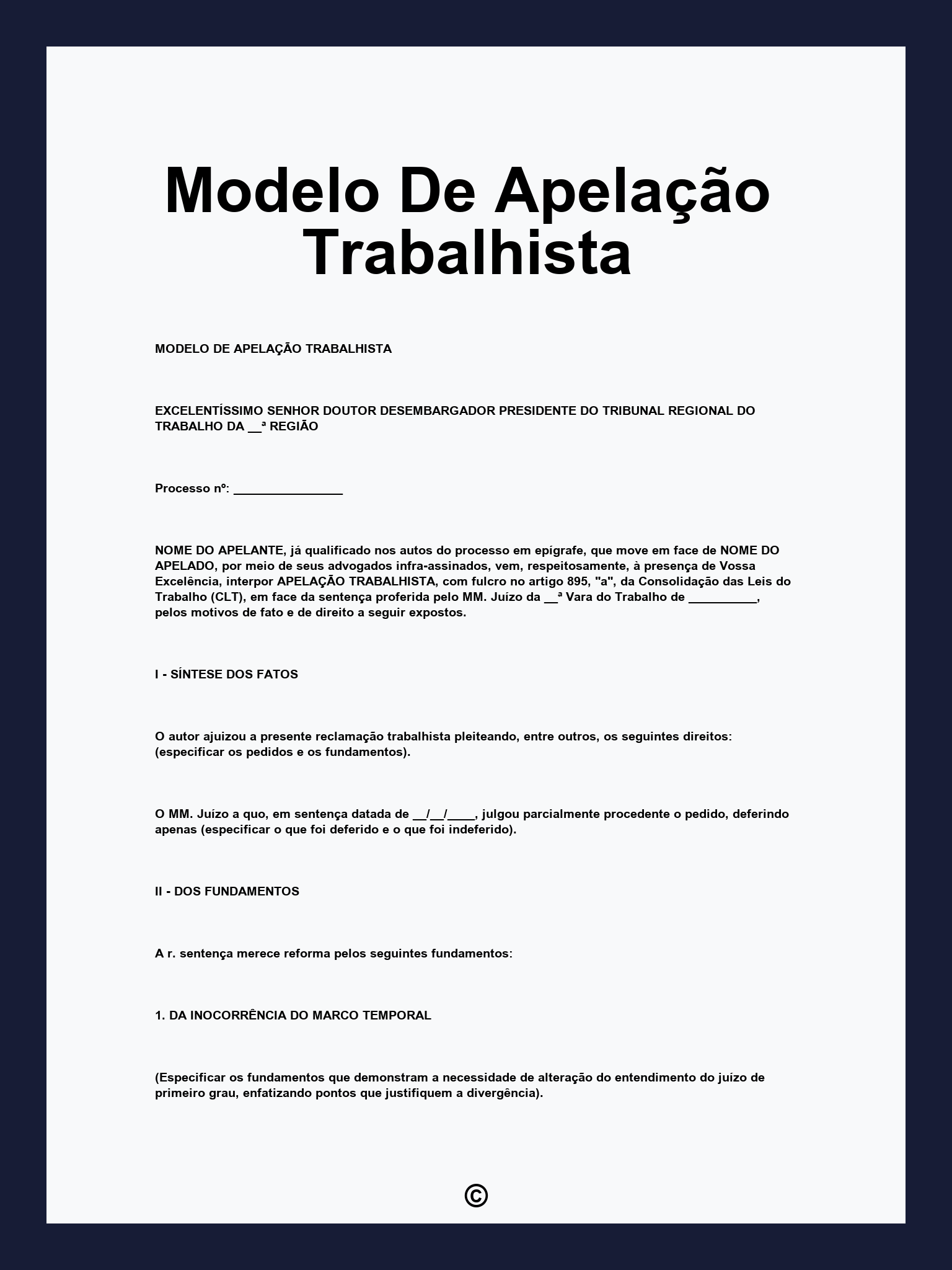 Modelo De Apelação Trabalhista