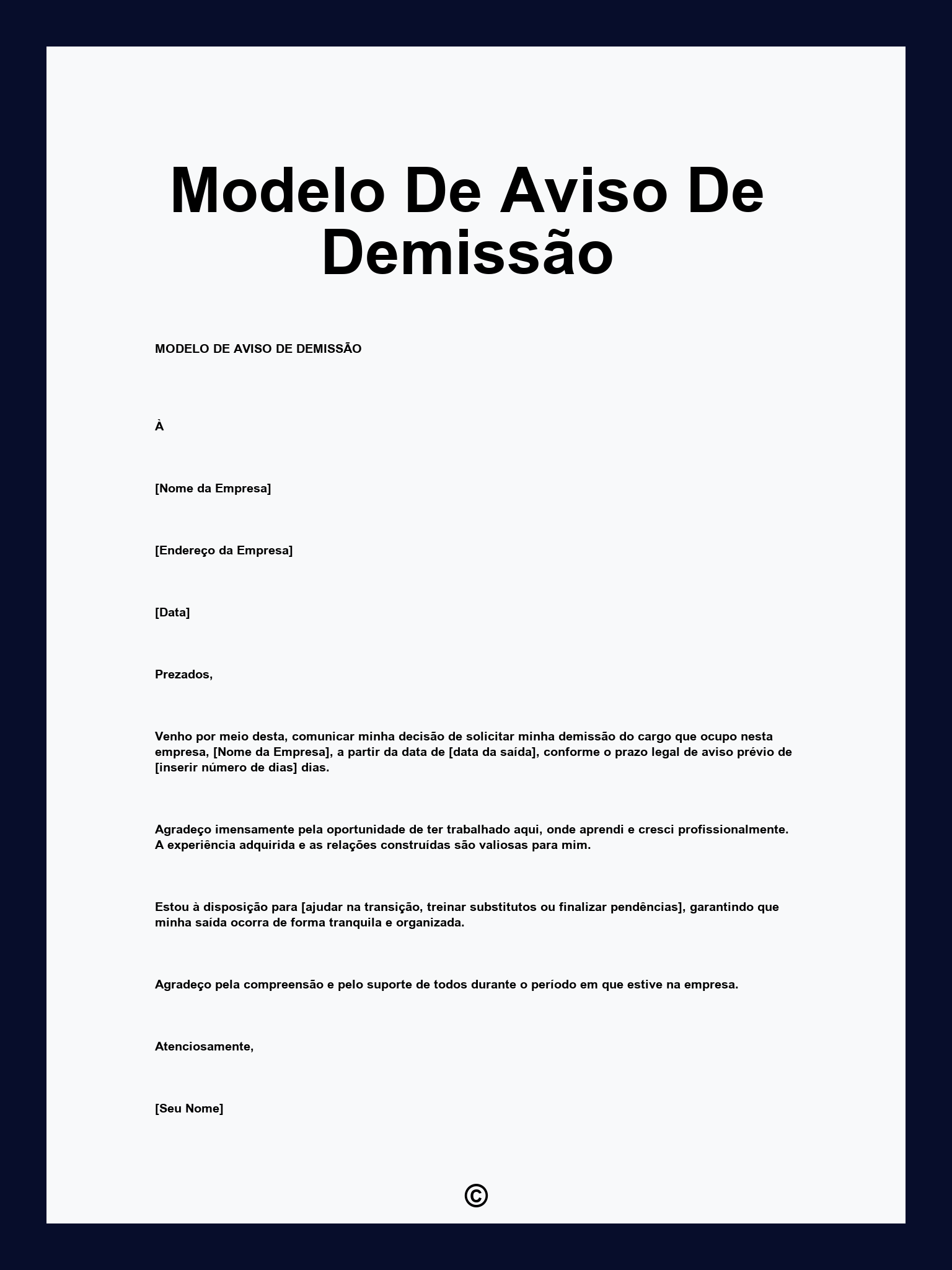 Modelo De Aviso De Demissão