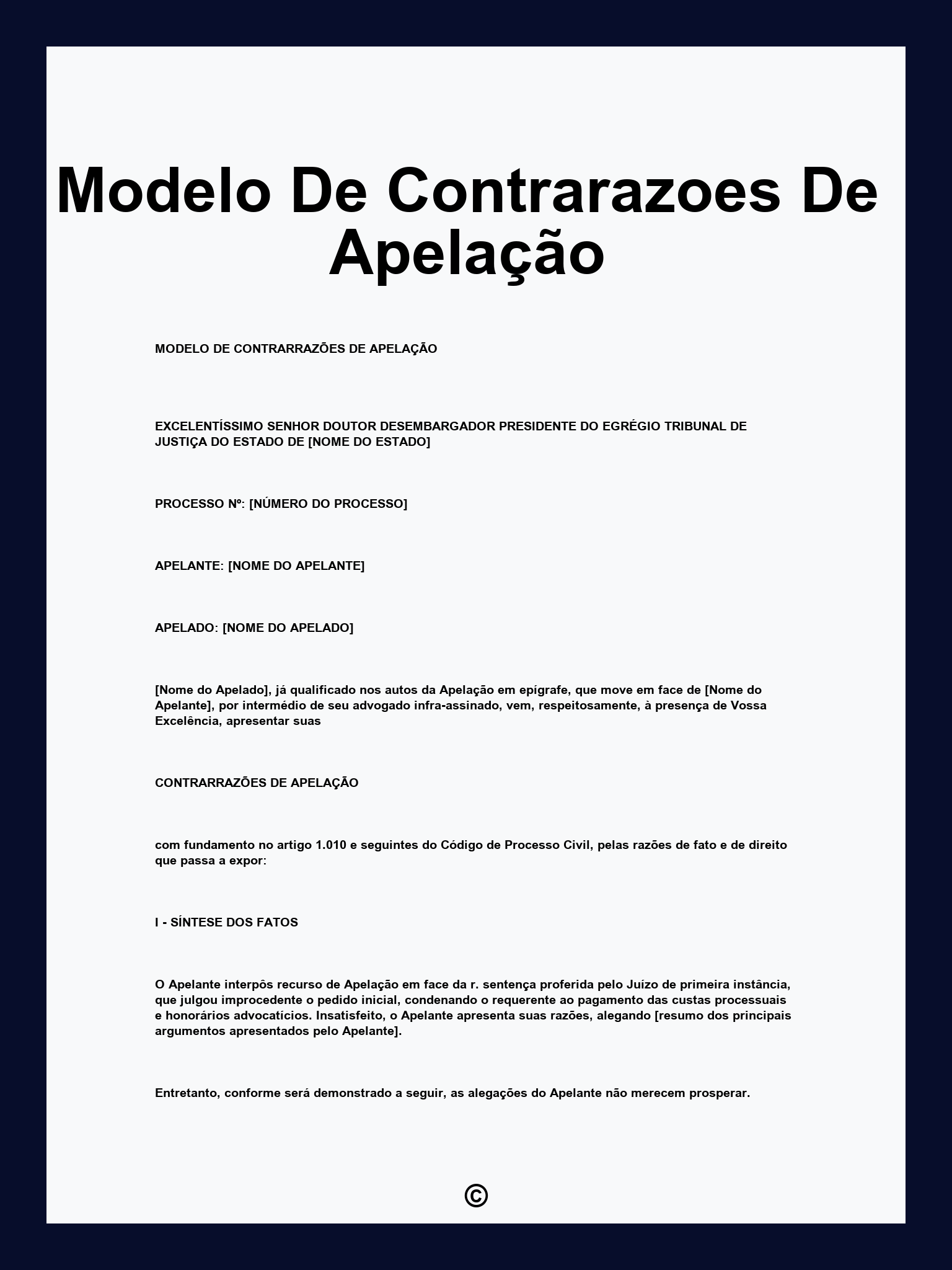 Modelo De Contrarazoes De Apelação
