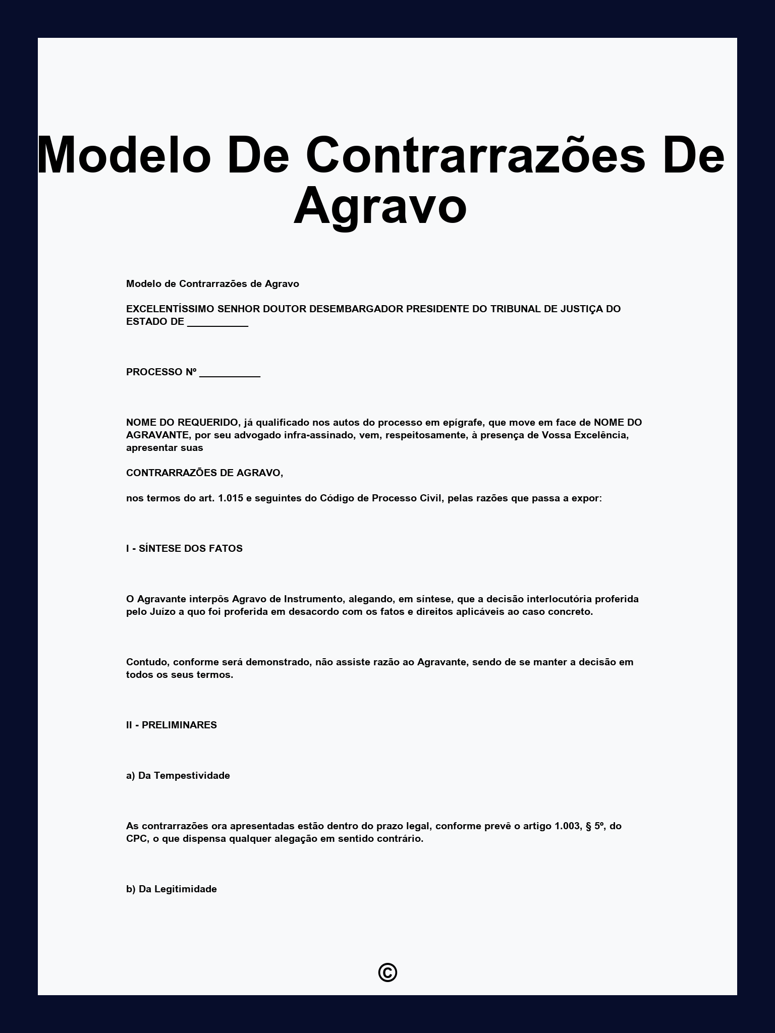 Modelo De Contrarrazões De Agravo