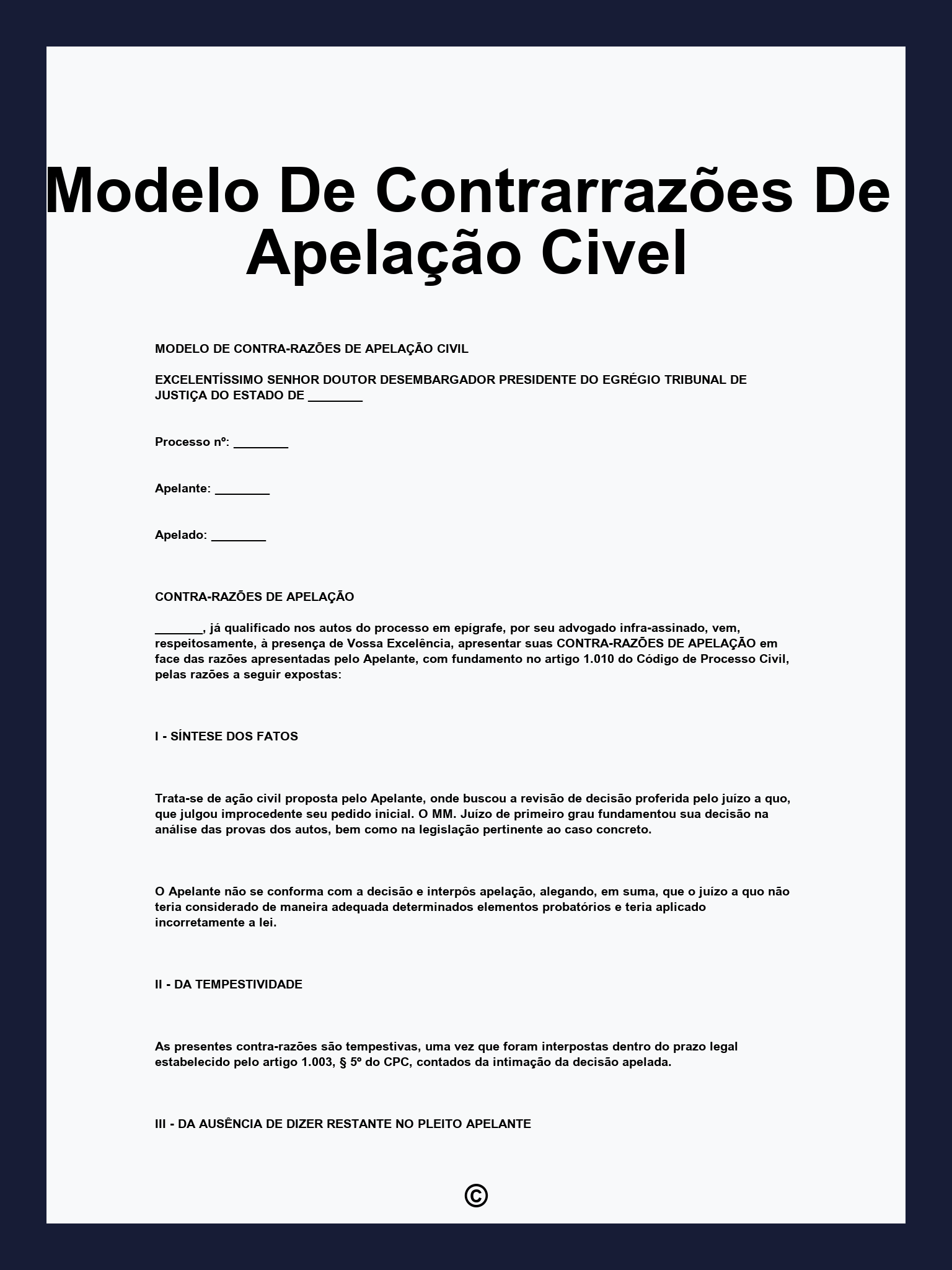 Modelo De Contrarrazões De Apelação Civel
