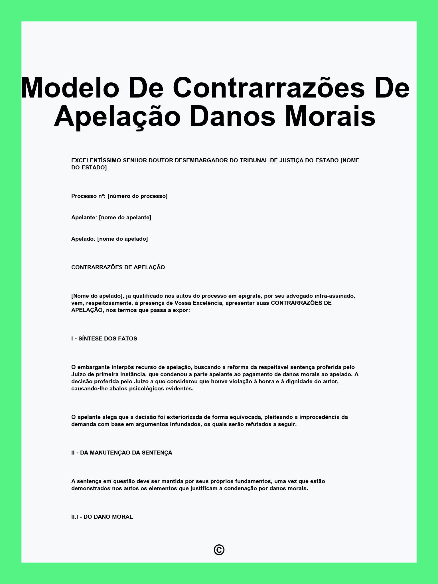 Modelo De Contrarrazões De Apelação Danos Morais