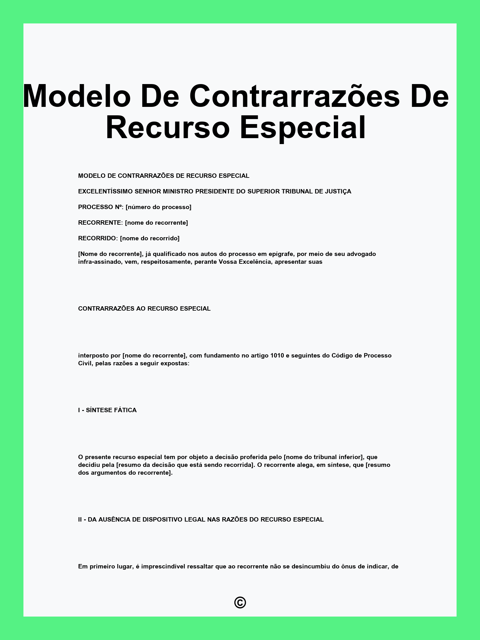 Modelo De Contrarrazões De Recurso Especial