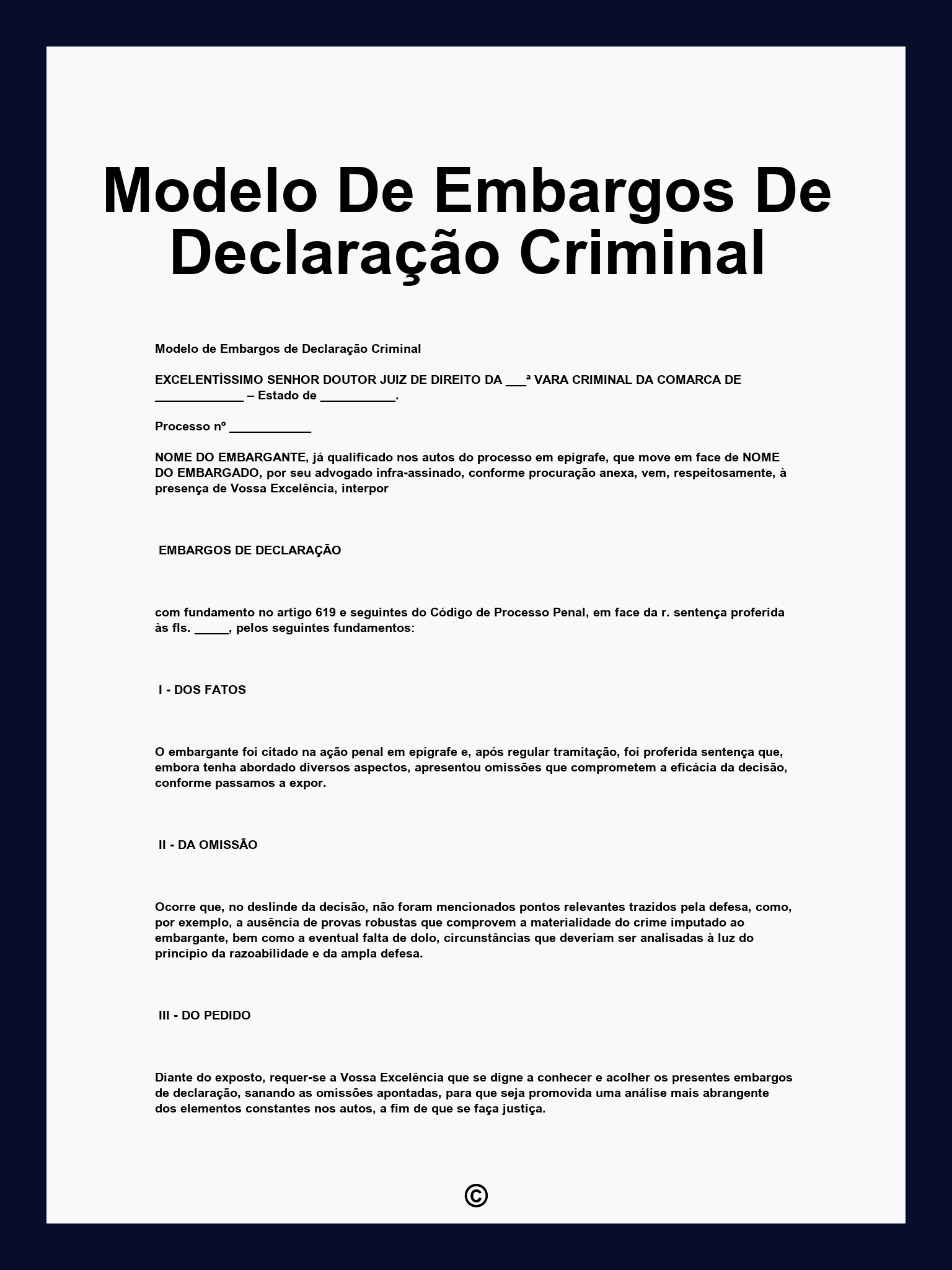 Modelo De Embargos De Declaração Criminal