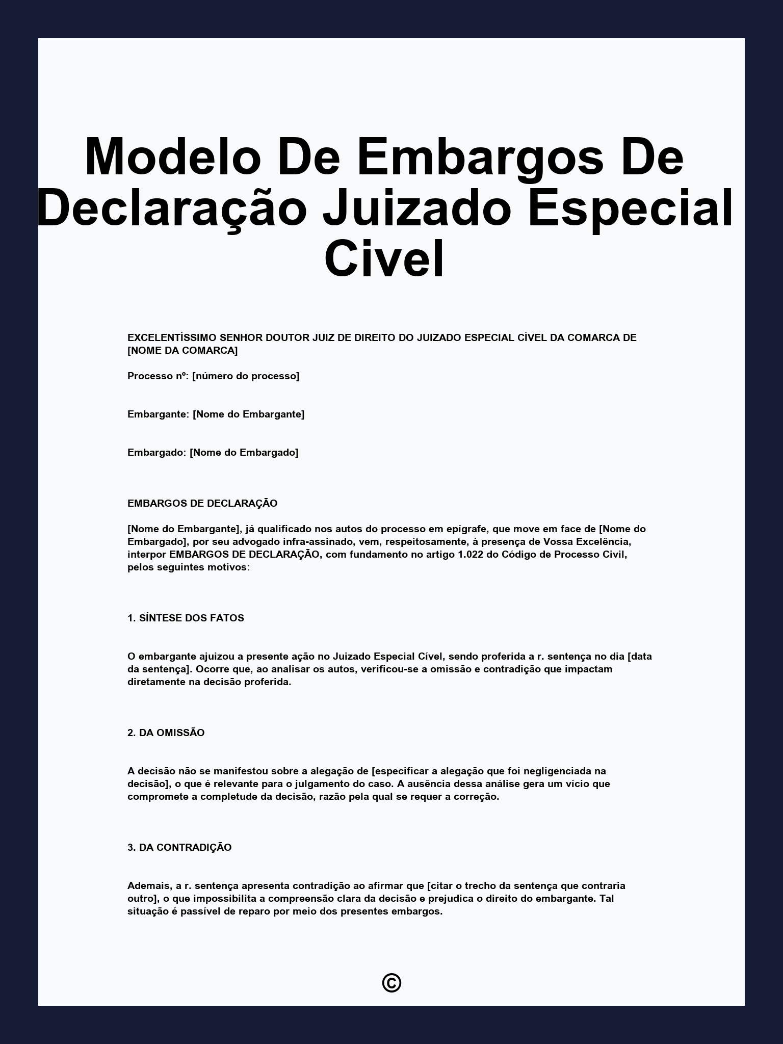 Modelo De Embargos De Declaração Juizado Especial Civel