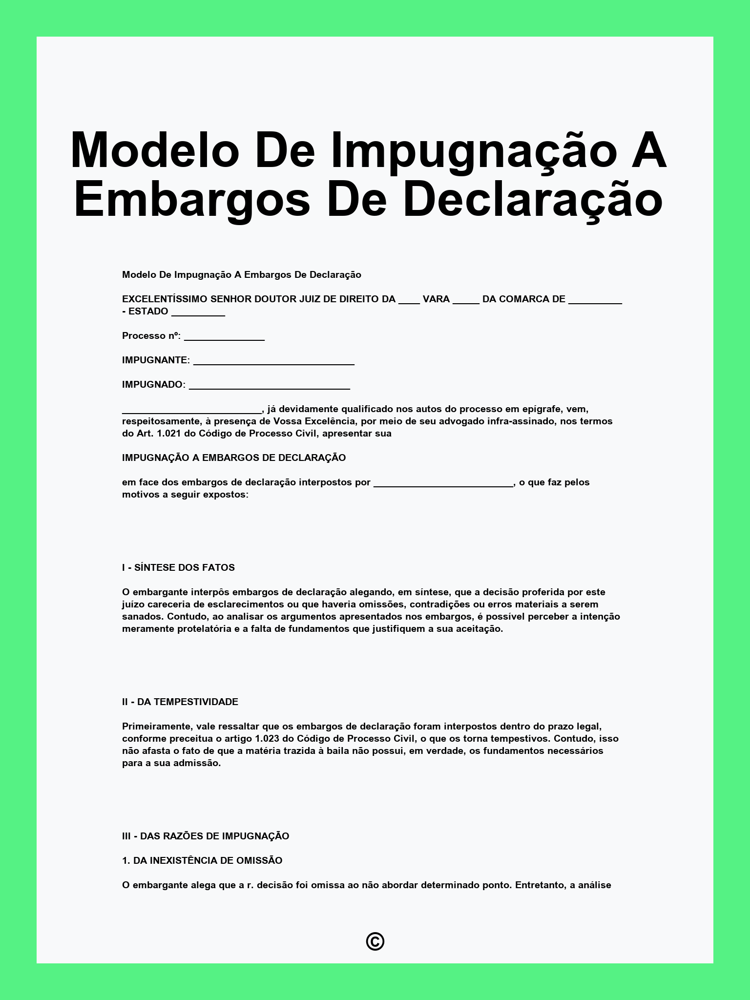 Modelo De Impugnação A Embargos De Declaração