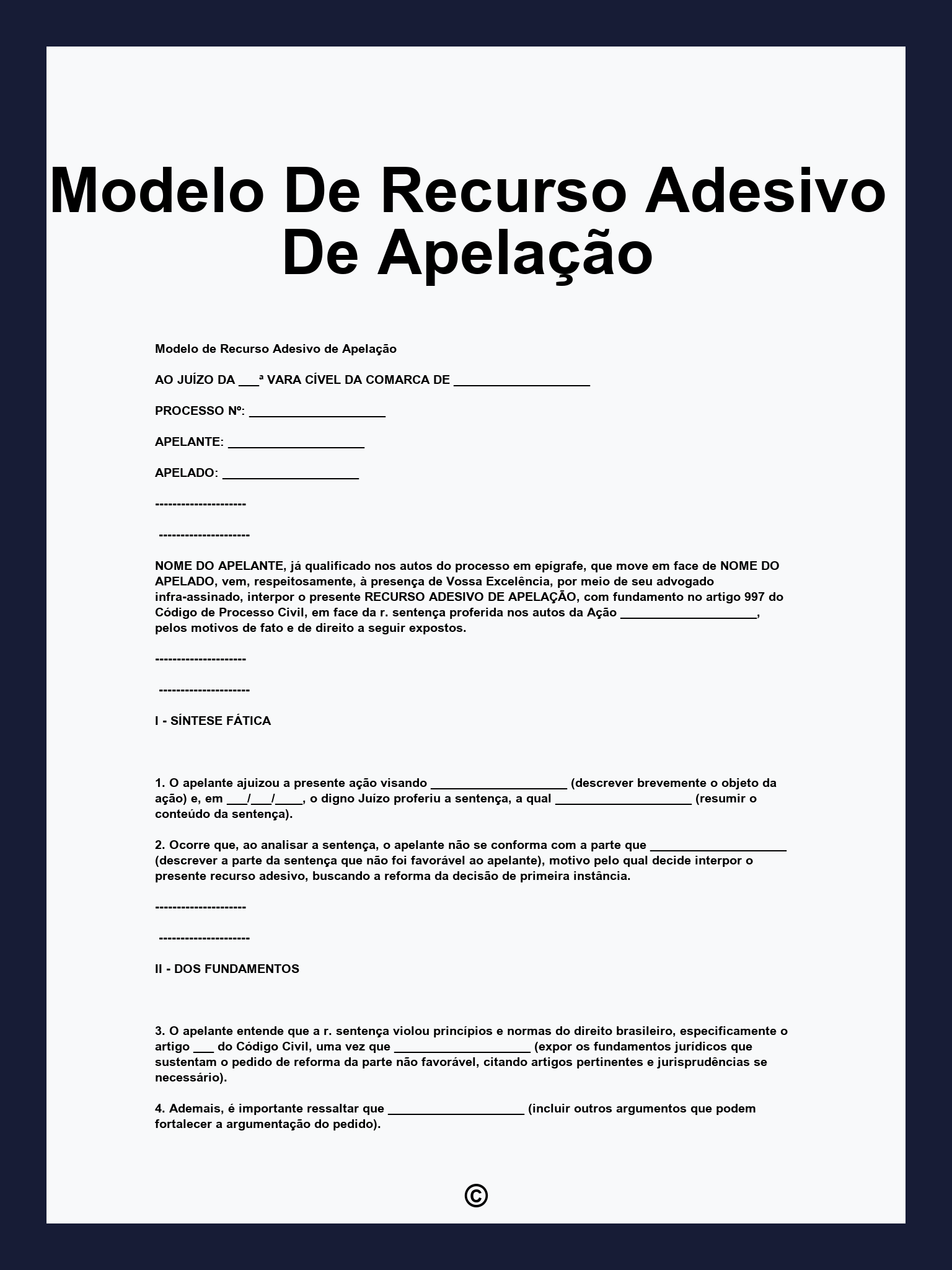 Modelo De Recurso Adesivo De Apelação
