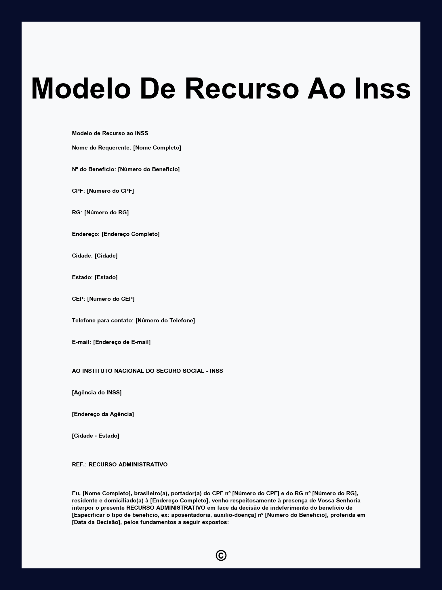 Modelo De Recurso Ao Inss