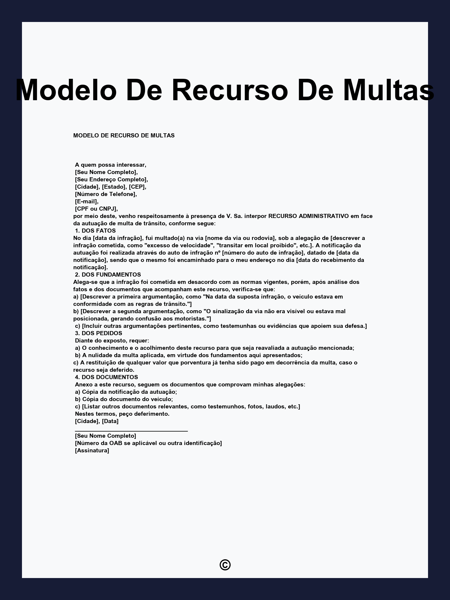 Modelo De Recurso De Multas