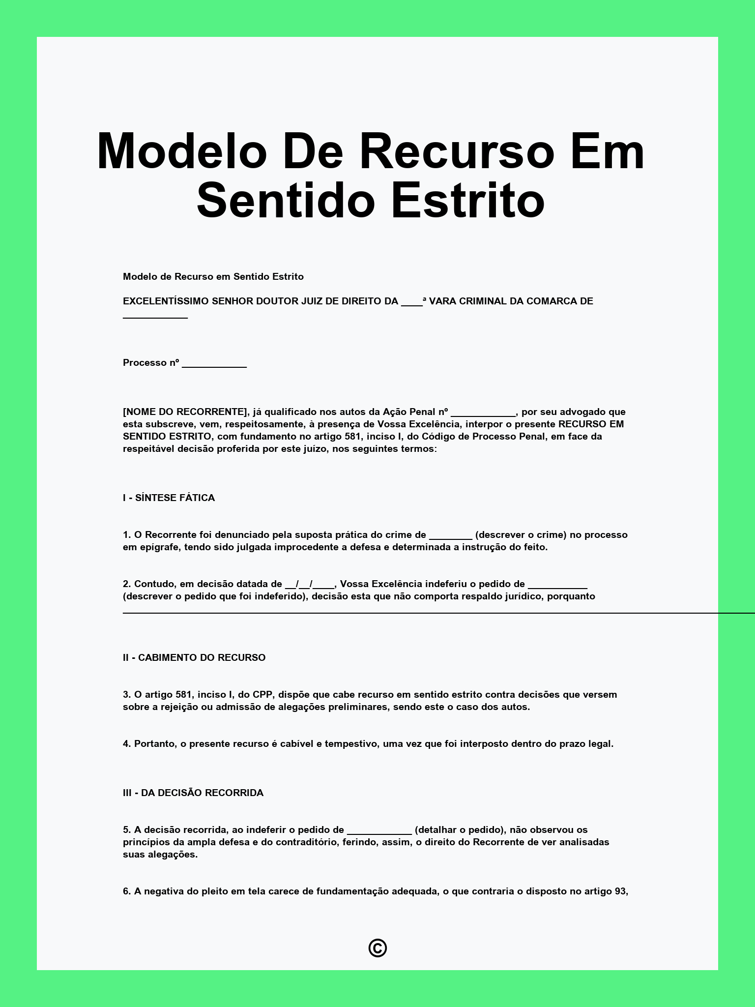 Modelo De Recurso Em Sentido Estrito
