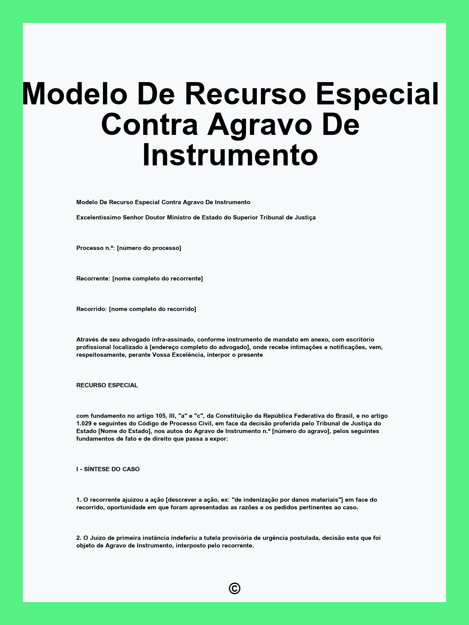 Modelo De Recurso Especial Contra Agravo De Instrumento