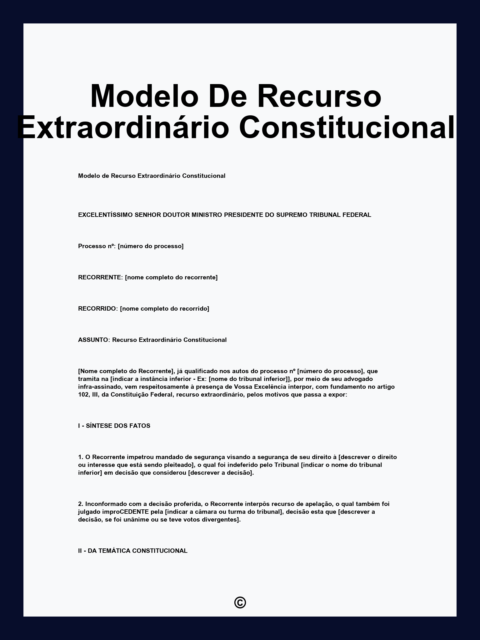 Modelo De Recurso Extraordinário Constitucional