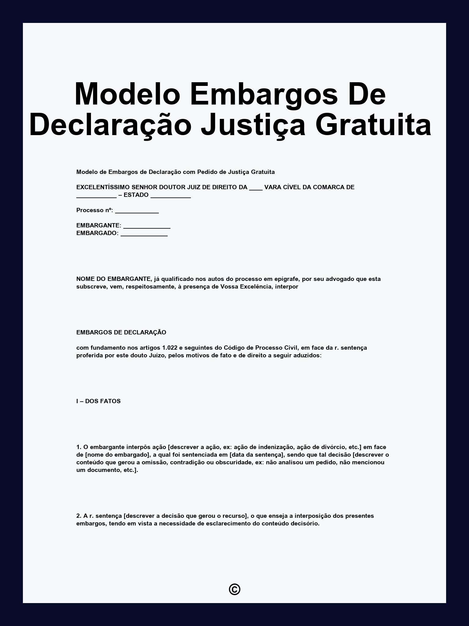 Modelo Embargos De Declaração Justiça Gratuita