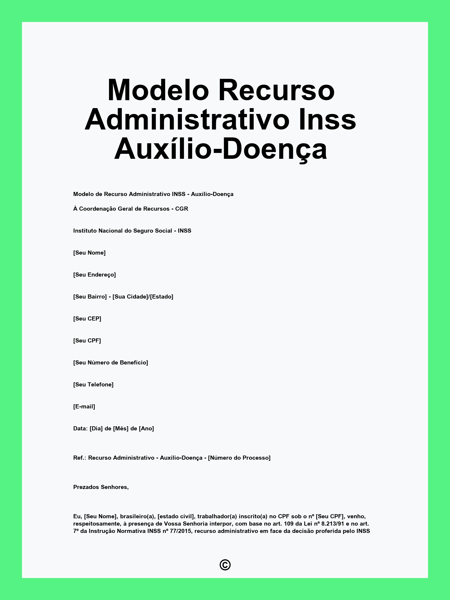 Modelo Recurso Administrativo Inss Auxílio-Doença