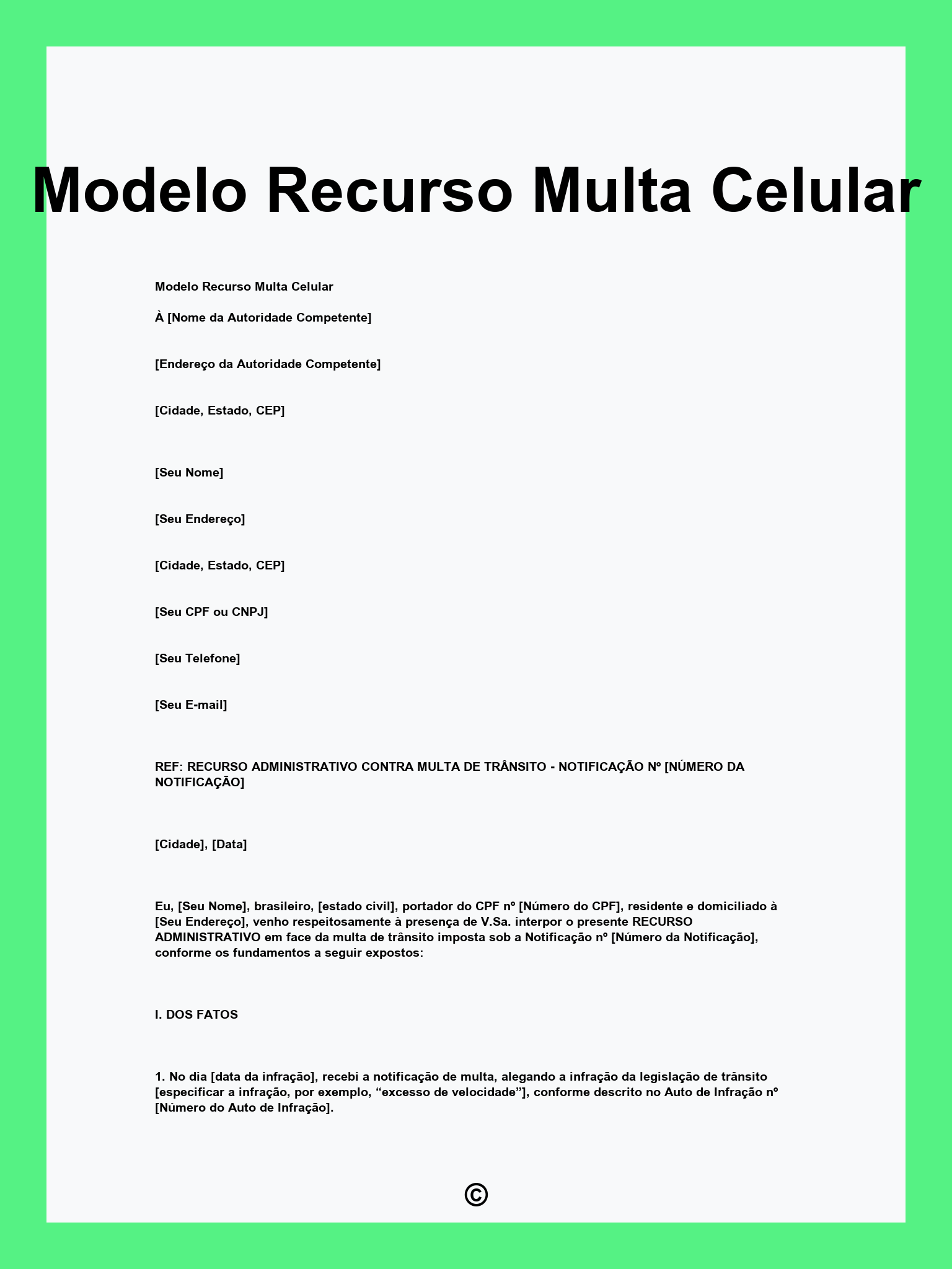 Modelo Recurso Multa Celular