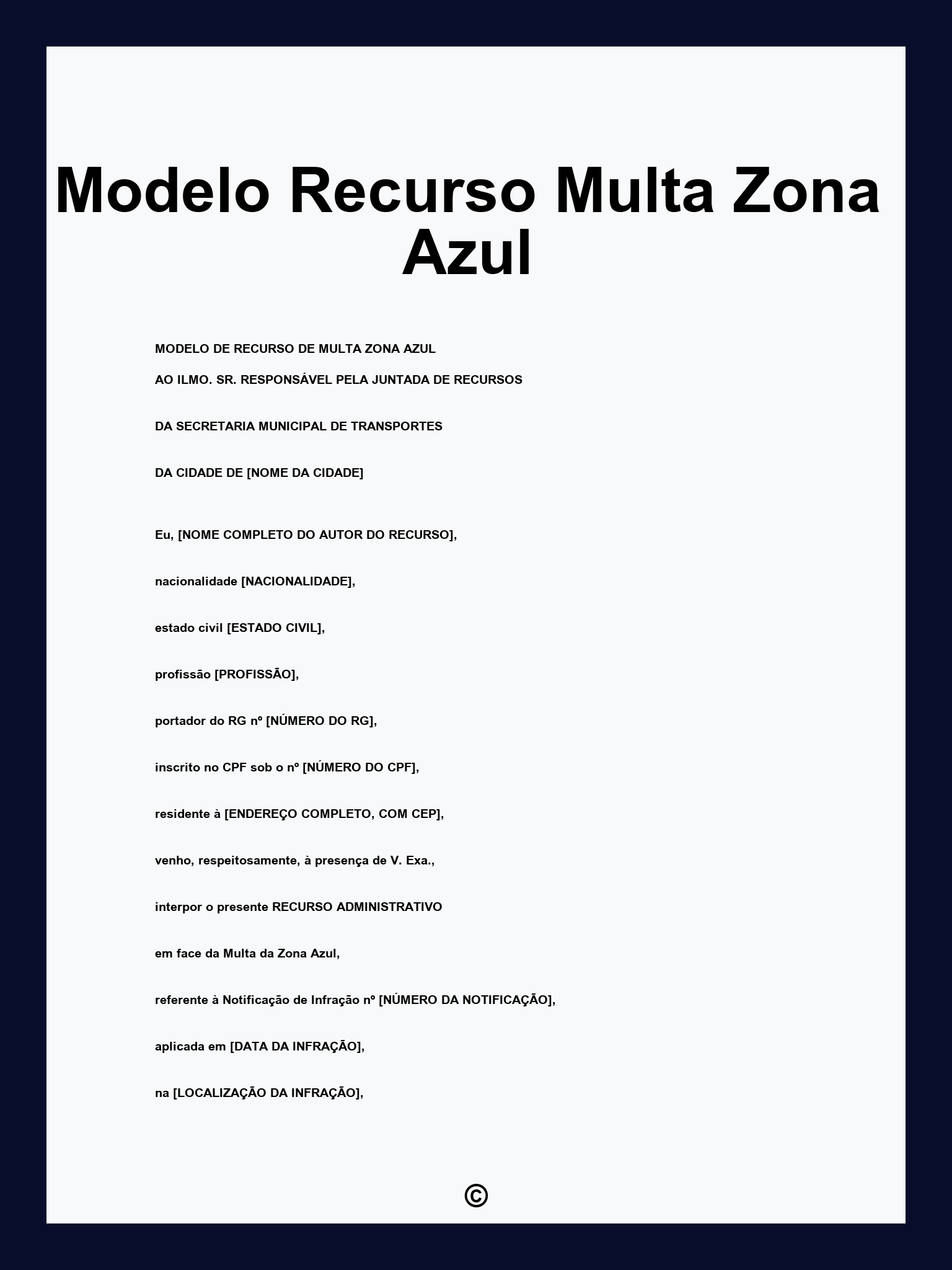 Modelo Recurso Multa Zona Azul